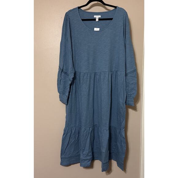 Denim & Co Canyon Retreat Womens Dress Midi Blue Size 1X New - Picture 2 of 7
